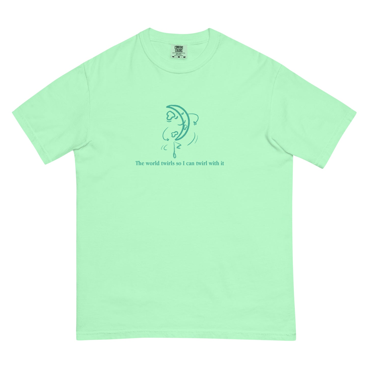 The World Twirls Tee Green-aesthetic shirt for artists, makers, and dreamers