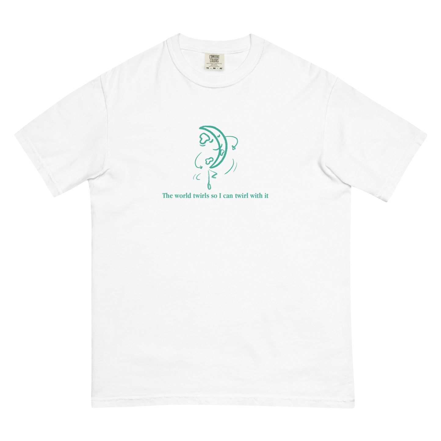 The World Twirls Tee in White - aesthetic shirt for artists, makers, and dreamers