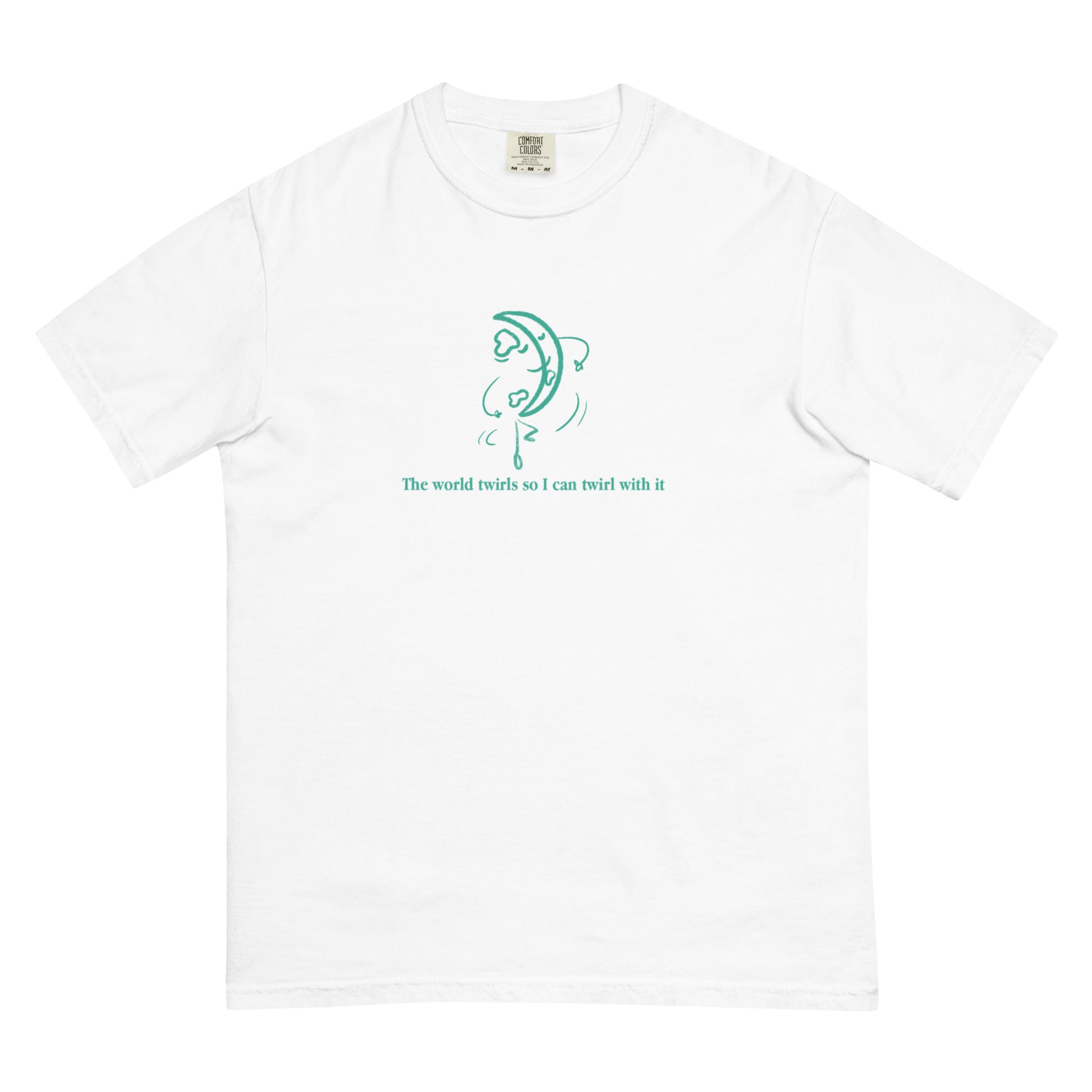 The World Twirls Tee in White - aesthetic shirt for artists, makers, and dreamers